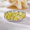 S925 Silver set yellow Zircon suitable for women's all-diamond rings for anniversary