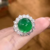 925 Silver Women's natural Ice Green 12mm agate ring women's high-end accessories for anniversary - Image 3